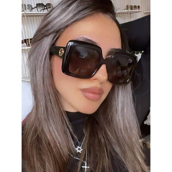 NEW Gucci GG0896S Black Square Logo Sunglasses
